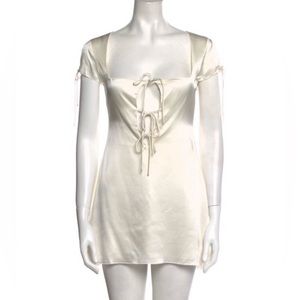 Danielle Guizio Silk Keyhole Tie Babydoll Satin Dress XS